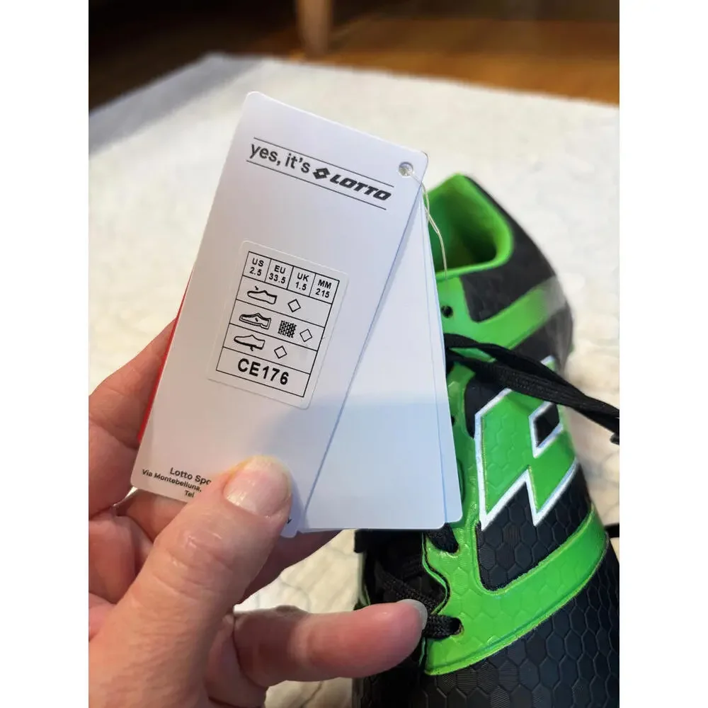 Lotto Maestoso‎ Boy's Soccer Cleats Black and Green Size 2.5 - Picture 5 of 5